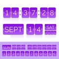 Violet flat calendar with analog flip timer