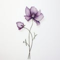 Violet Flower: Realistic Anamorphic Art On White Background