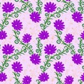 Violet flowers seamless pattern with textured background Royalty Free Stock Photo