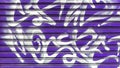 Violet garage gate with graffiti Royalty Free Stock Photo