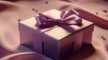 Violet gift box with a luxurious purple satin bow, symbolizing love and celebration Royalty Free Stock Photo