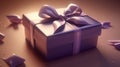 Violet gift box with a luxurious purple satin bow, symbolizing love and celebration Royalty Free Stock Photo