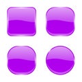 Violet glass buttons. Shiny geometric 3d icons Royalty Free Stock Photo