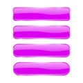 Violet glass buttons. Shiny rectangle 3d icons with reflection Royalty Free Stock Photo