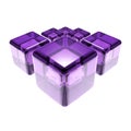 Violet glass cubes isolated