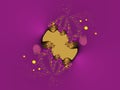 Violet gold fantasy shapes contrasts lights, sparkling petals, fractal, abstract background Royalty Free Stock Photo