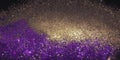 Violet golden glitter glimmer shimmer foil shimmering glimmering background texture.Sparkle shining bokeh