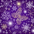 Violet gradient violet seamless Christmas patter