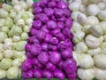 Violet and green cabbages at supermarket for healthy concept Royalty Free Stock Photo