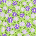 Violet and Green Grunge Floral Seamless Pattern. Hand Drawn Artwork Background. Royalty Free Stock Photo