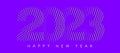 Violet Halftone numbers 2023 on a violet background. 2023 calendar header.