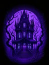 A violet halloween haunted house. generative AI