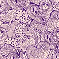 Violet heart drawing seamless pattern
