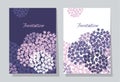 Violet hydrangea round bouquet card template.