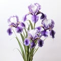 Violet Irises In A Vase: Muted Colorscape Mastery And Tropical Symbolism