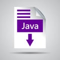 violet java document download icon on grey background