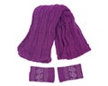 Violet knit wool scarf and wrists arm warmers Royalty Free Stock Photo