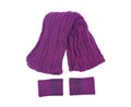 Violet knit wool scarf and wrists arm warmers Royalty Free Stock Photo