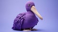 Violet Knitted Pelican Toy - Playful Absurdity In High Detail