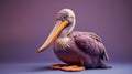 Violet Knitted Pelican Toy On A Purple Background