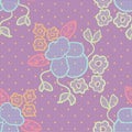 Violet lace vector fabric seamless pattern