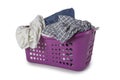 Violet Laundry Basket with clothes Royalty Free Stock Photo