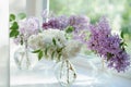 Violet lilac flowers bunch in vase