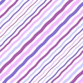 Violet, lilac wavy diagonal stripes, waves seamless pattern Royalty Free Stock Photo