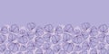 Violet lilac wild flowers bloom bottom horizontal vector seamless border pattern. Royalty Free Stock Photo