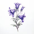 Violet Lily Flowers Drawing On White Background - Tattoo-inspired Art Royalty Free Stock Photo