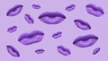 Violet lipstick on a glamorous sensual lips. Illustration International kissing day background.