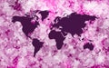 Violet Map of the world over violet stains Royalty Free Stock Photo