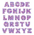 Violet mosaic alphabet.