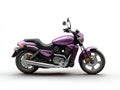 Violet Motorcycle with Narrow Seat Side View White Background Royalty Free Stock Photo