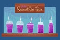 Violet natural vitamin smoothies vector set