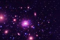 Violet nebula, with bright beautiful stars and dark areas. Elements of this image were furnished by NASA Royalty Free Stock Photo