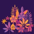 Violet night tropical floral element