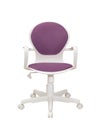 violet office fabric armchair on wheels isolated on white background, front view Royalty Free Stock Photo