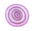 Violet onion slice on white background, top view