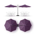 Violet Outdoor Beach Cafe Lounge Restaurant Umbrella Mock up Isolated