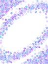 Violet paillettes confetti scatter vector composition. Festive glossy spangle particles holiday decoration