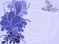 Violet paisley vintage vector background with butterfly