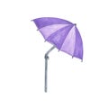 Violet parasol, beach umbrella seaside equipment, accessory for summer activities Royalty Free Stock Photo