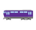 Violet Passenger Rail Coach Flat Vector Illustration