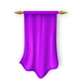 Violet Pennat Flag Vector. Empty Template. Pennon Fabric Blank. Heraldic 3D Realistic Isolated Illustration