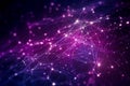 Violet-pink abstract background with a network grid and particles connected. Sci-fi digital technology with line connect