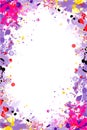 Violet and pink vector splattered frame