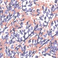 Violet and pink tender branch seamless pattern