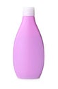 Violet plastic bottle with cosmetic product isolated