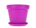 Violet plastic flower pots on white background Royalty Free Stock Photo